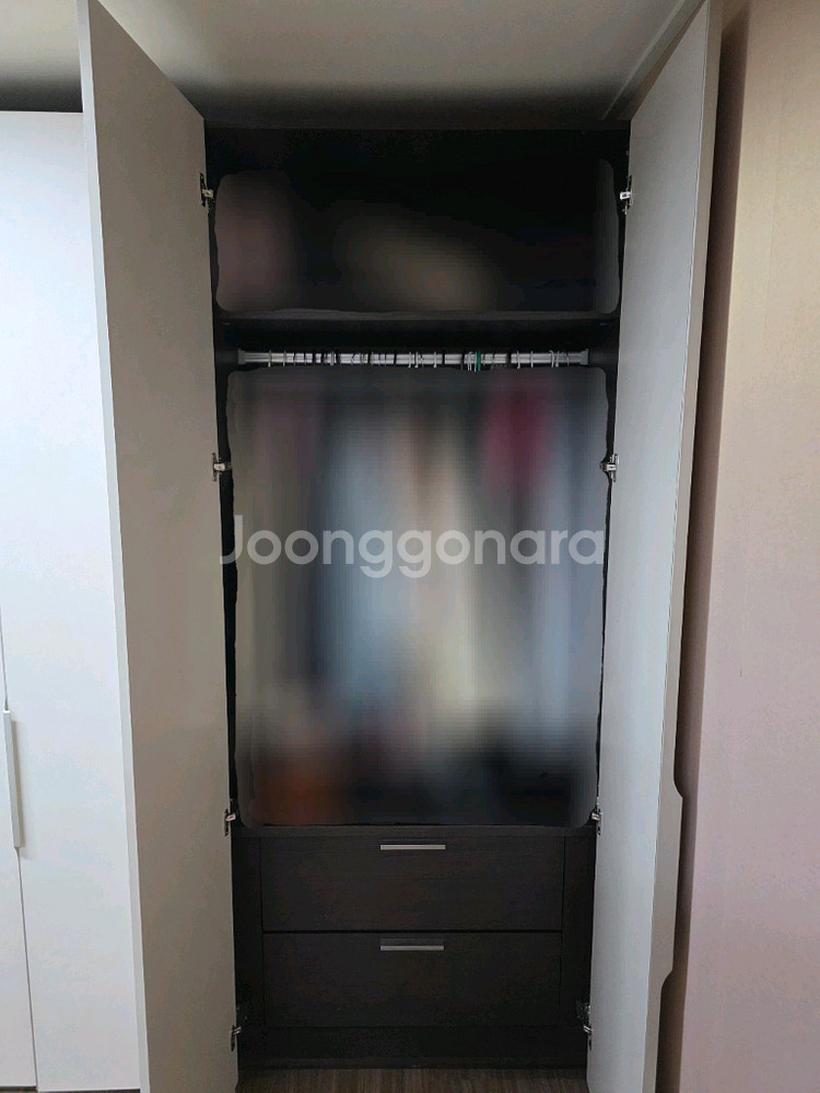 한샘 붙박이장 크림색 옷장--1