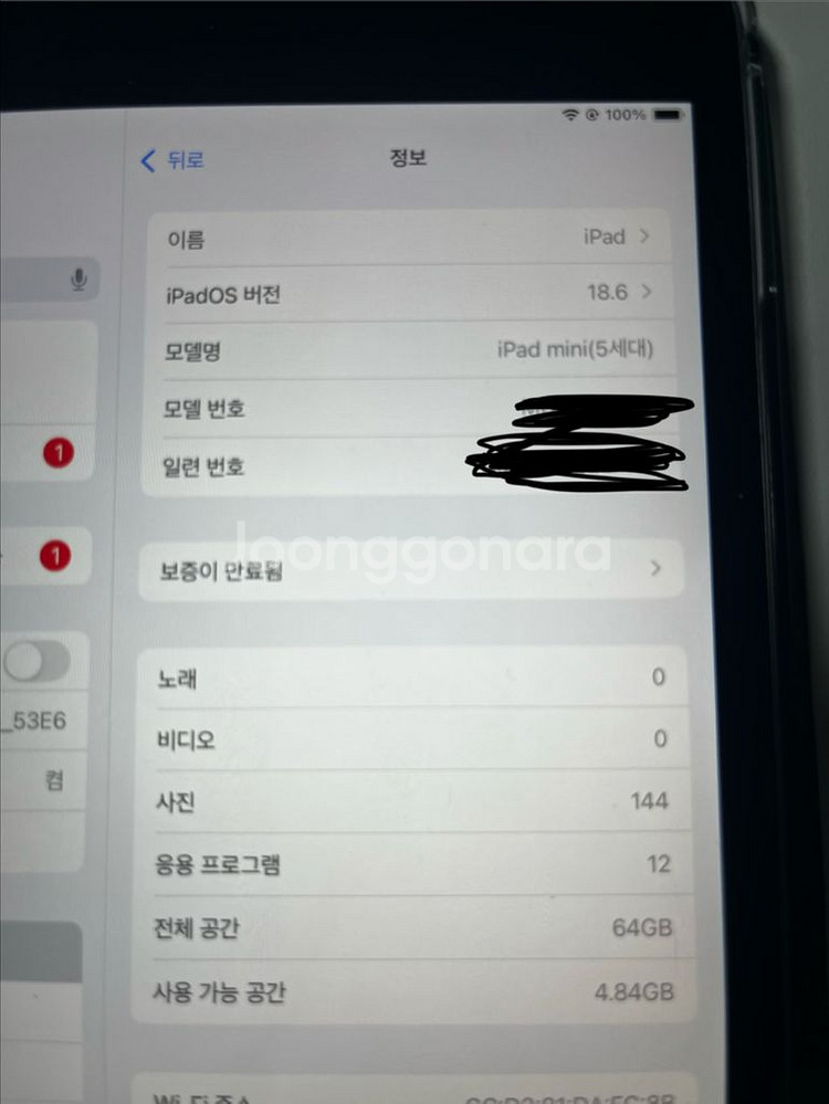 아이패드 미니5 스페이스그레이64g wifi + 애플펜--4