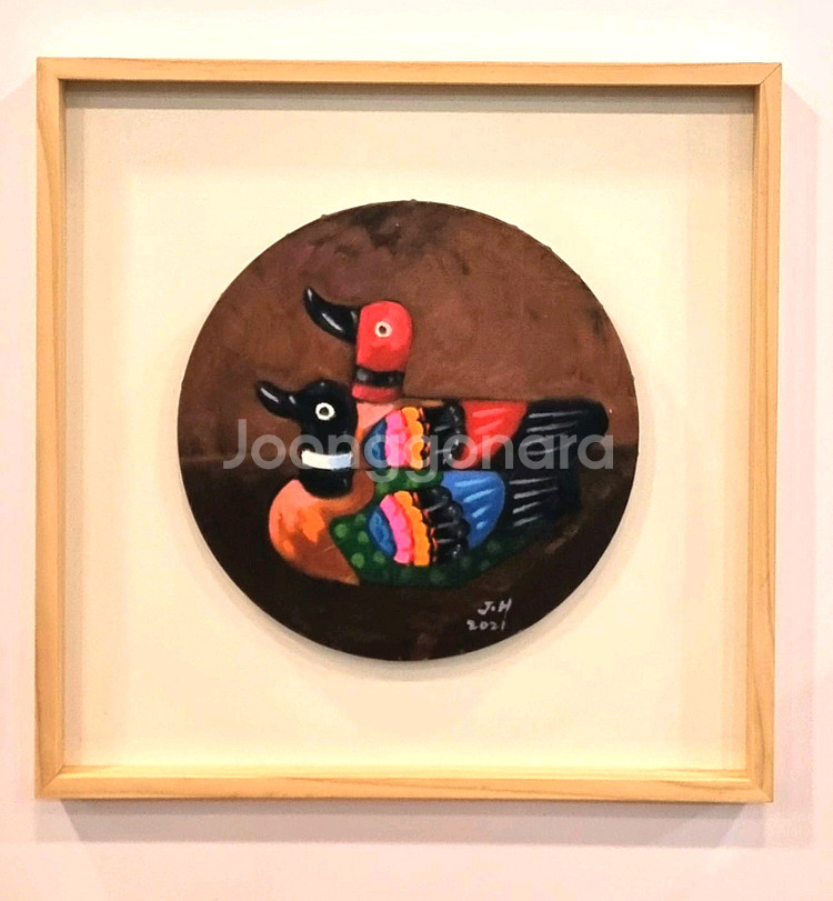 원앙두마리 유화그림--0