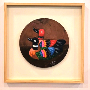 원앙두마리 유화그림