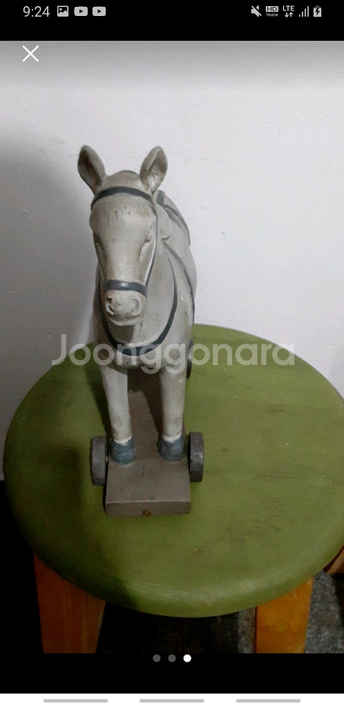 중세시대 서유럽감성 목재 구르마식 말모형--2