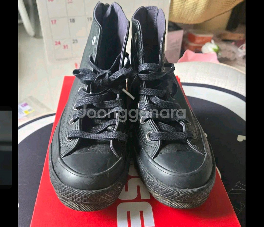 컨버스 척테일러 올스타 가죽 블랙 하이 올블랙13525--0