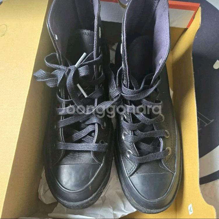 컨버스 척테일러 올스타 가죽 블랙 하이 올블랙13525--6