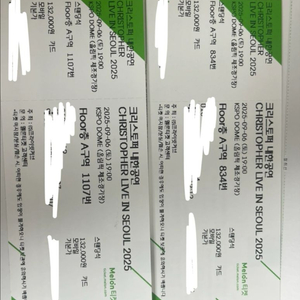 크리스토퍼 내한 공연 티켓 2장 스탠딩