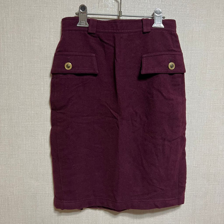베르사체 버건디 모직 스커트(55)--1