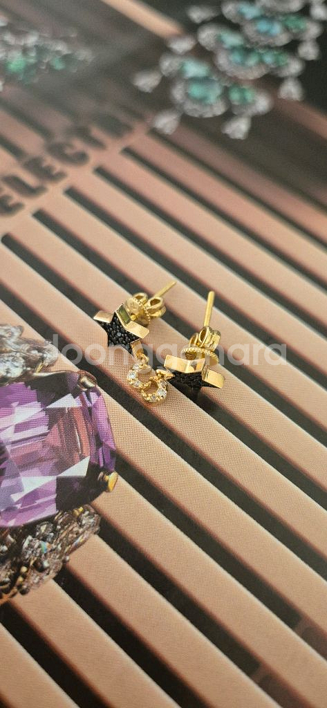 18k 블랙스톤. 별.달 포인트 귀걸이( 고급형)--3