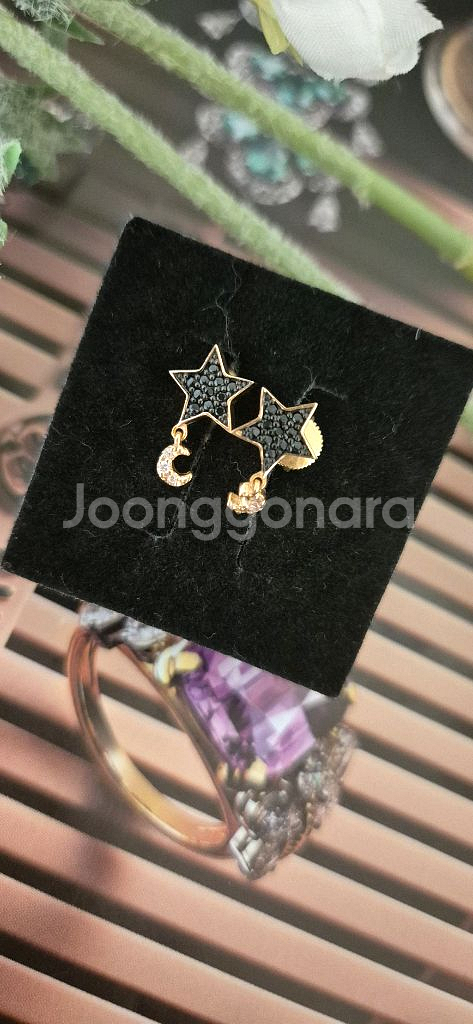 18k 블랙스톤. 별.달 포인트 귀걸이( 고급형)--0