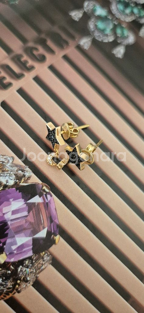 18k 블랙스톤. 별.달 포인트 귀걸이( 고급형)--2