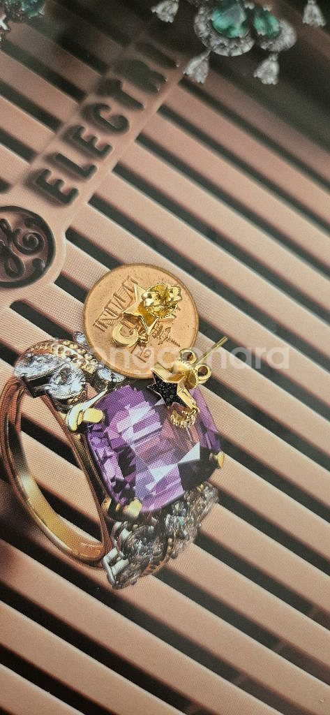 18k 블랙스톤. 별.달 포인트 귀걸이( 고급형)--4