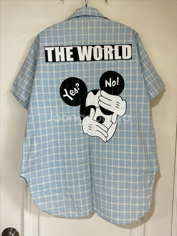 미키마우스 체크 루즈핏 셔츠--1