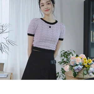 잇미샤 와펜 포인트 반팔 니트 풀오버 ITO3ZPO74