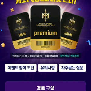 Day 2 아이콘매치 프리미엄 2매 판매
