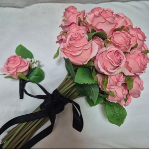 웨딩촬영 장미조화부케,부토니에 세트