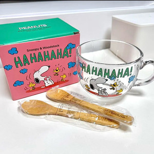 피너츠 스누피 우드스푼 시리얼글라스(새상품)