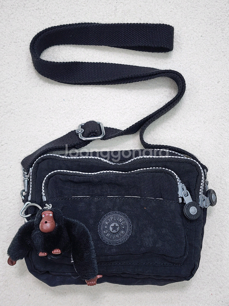 KIPLING 블랙 미니 힙색+크로스 2way--0