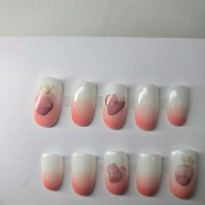 <수제네일팁>코랄 블러썸