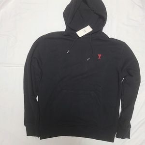 아미 스몰 하트 로고 후드티 블랙 그레이