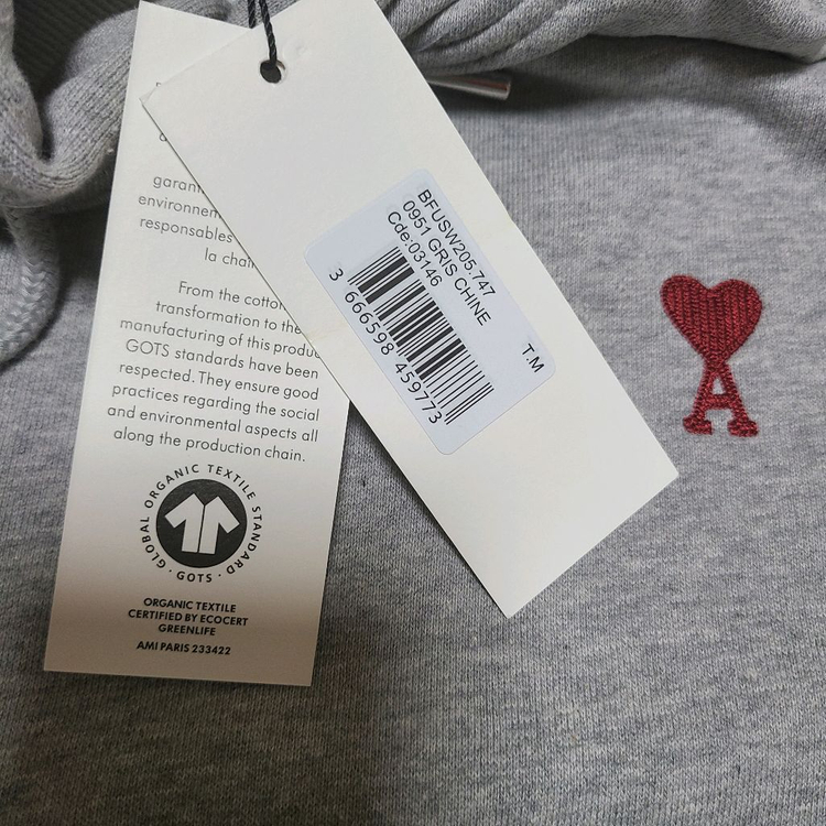 아미 스몰 하트 로고 후드티 블랙 그레이 이미지