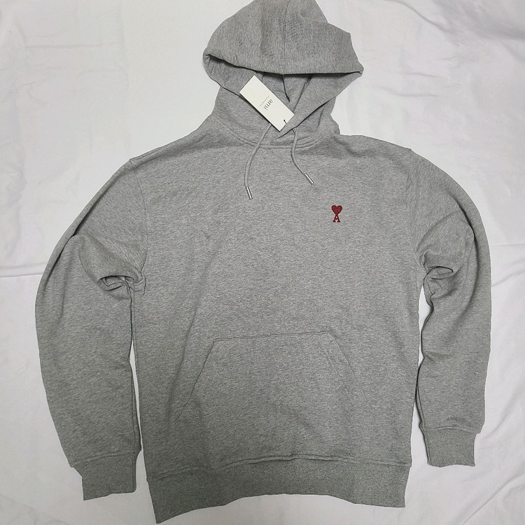 아미 스몰 하트 로고 후드티 블랙 그레이 이미지