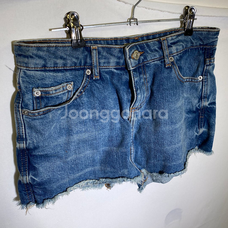 40)자라 여성 핫팬츠 청 데님--0