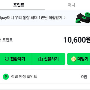 네이버페이 10600포인트 1만원에 팝니다