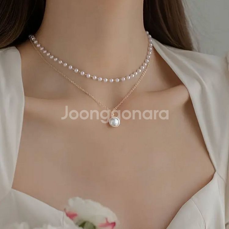 진주 레이어드 목걸이--0
