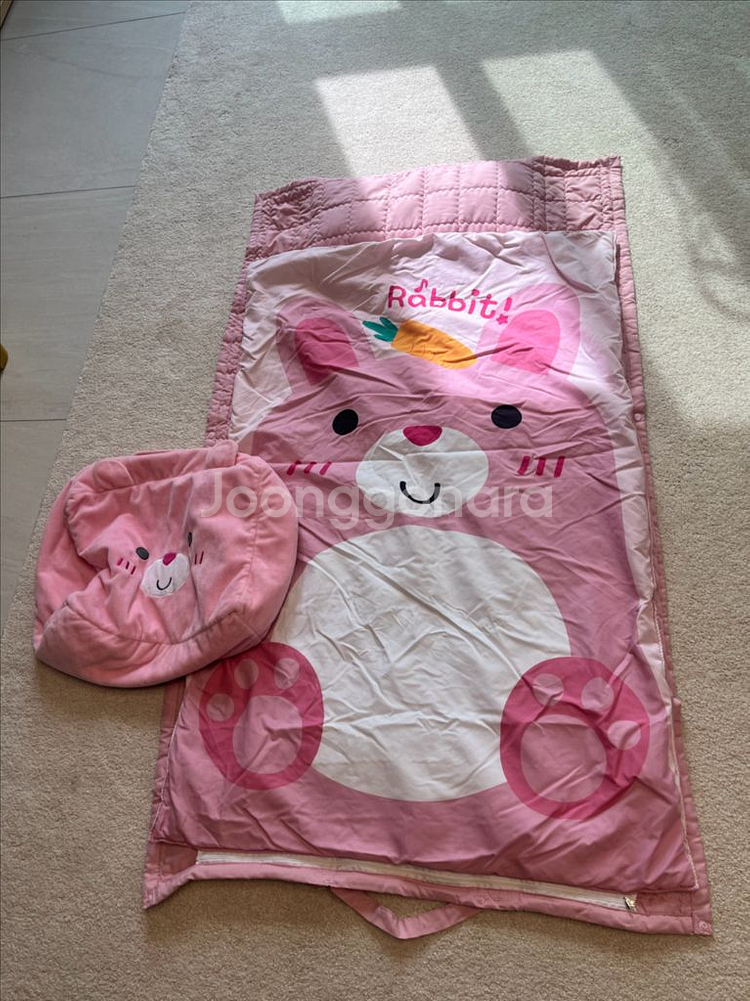 핑크 토끼 낮잠이불--1