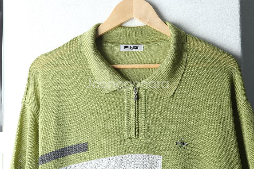 (XL) 핑 반팔 카라 티셔츠 골프 그린 니트--2