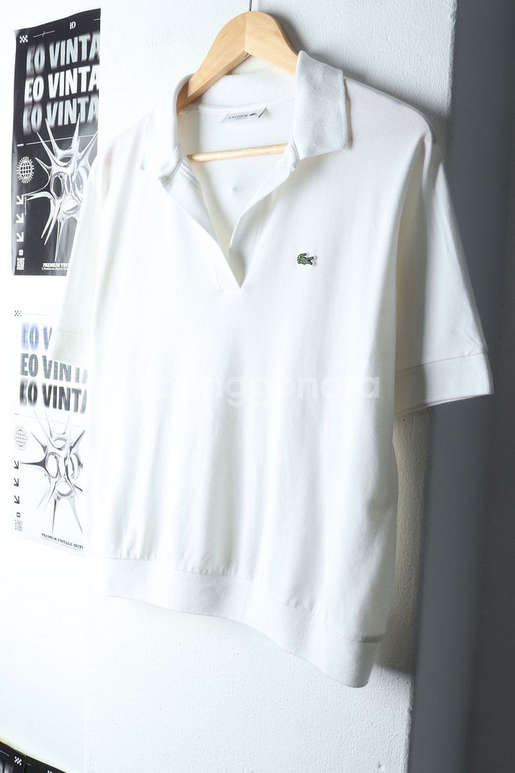 W(M) 라코스테 반팔 카라 티셔츠 브이넥 화이트--0