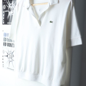 W(M) 라코스테 반팔 카라 티셔츠 브이넥 화이트