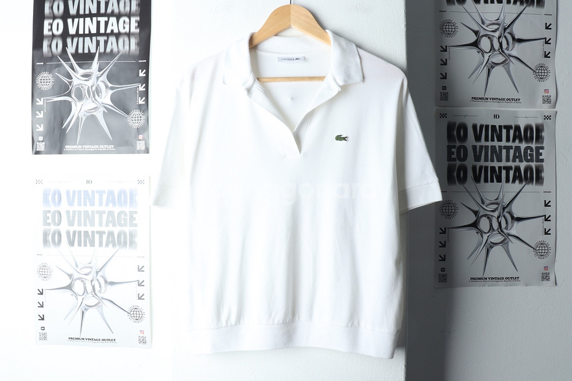 W(M) 라코스테 반팔 카라 티셔츠 브이넥 화이트--1