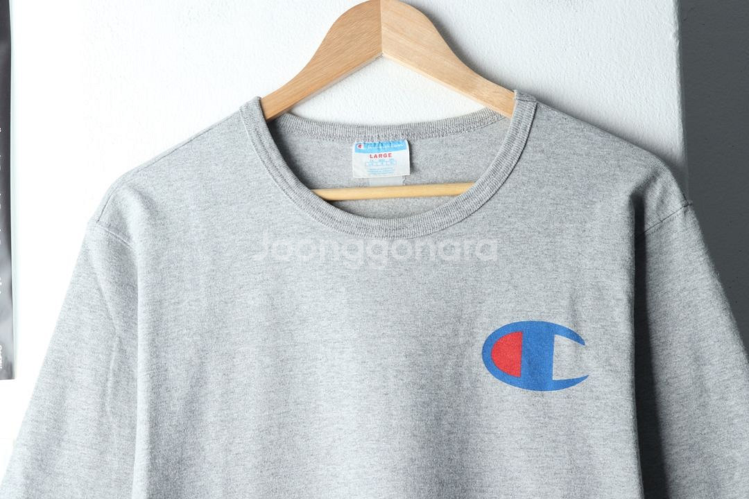 (L-XL) 챔피온 반팔 티셔츠 그레이 올드스쿨--2