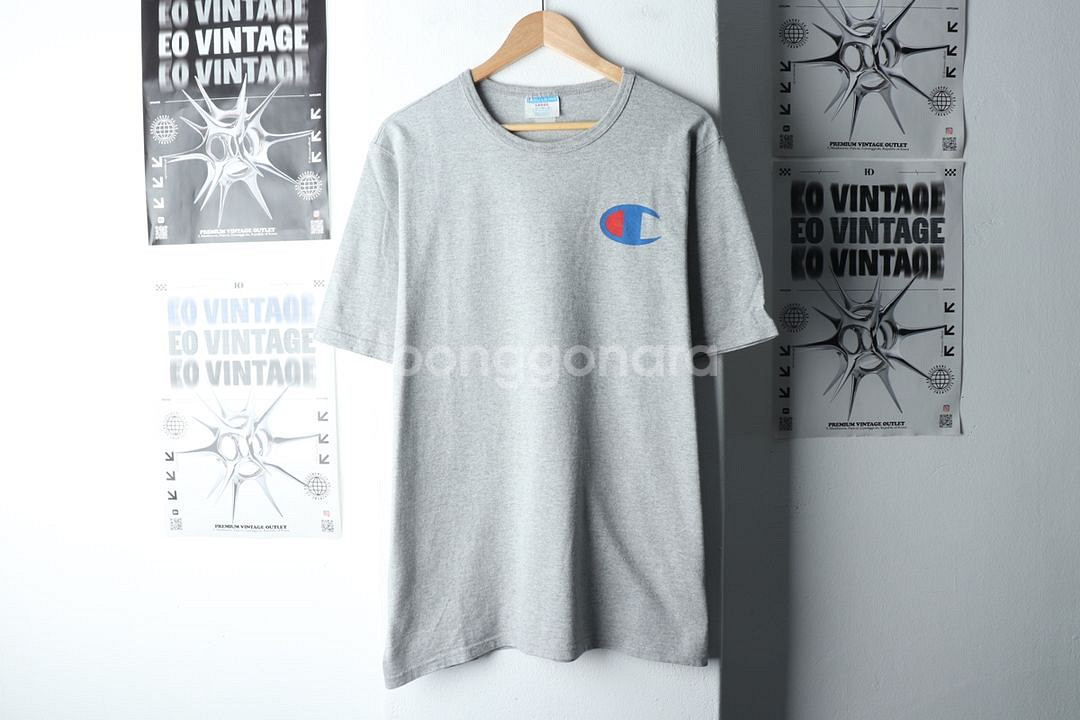 (L-XL) 챔피온 반팔 티셔츠 그레이 올드스쿨--1