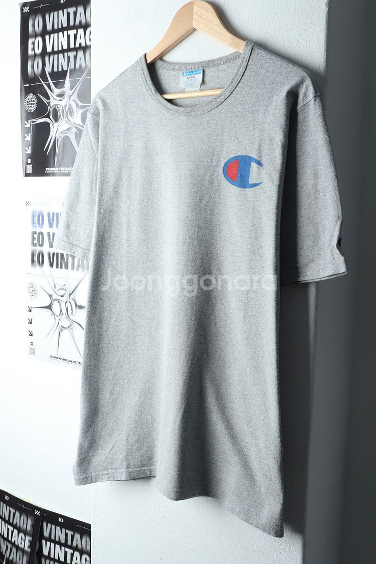 (L-XL) 챔피온 반팔 티셔츠 그레이 올드스쿨--0