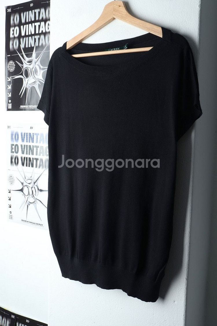 W(L-XL) 폴로 랄프로렌 반팔 티셔츠 블랙 니트--0