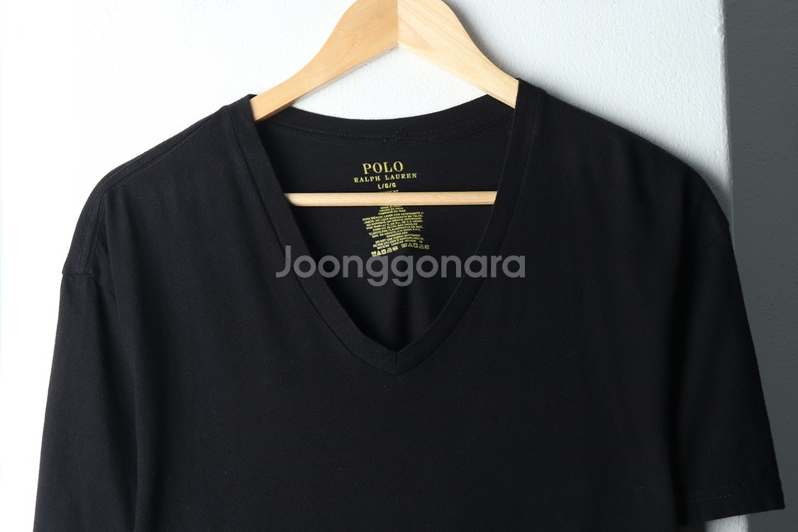 (L-XL) 폴로 랄프로렌 반팔 티셔츠 브이넥 블랙--2