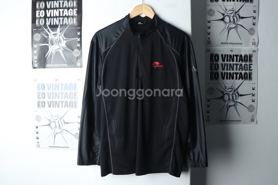 (XL) 네파 긴팔티셔츠 반집업 기능성 블랙--1