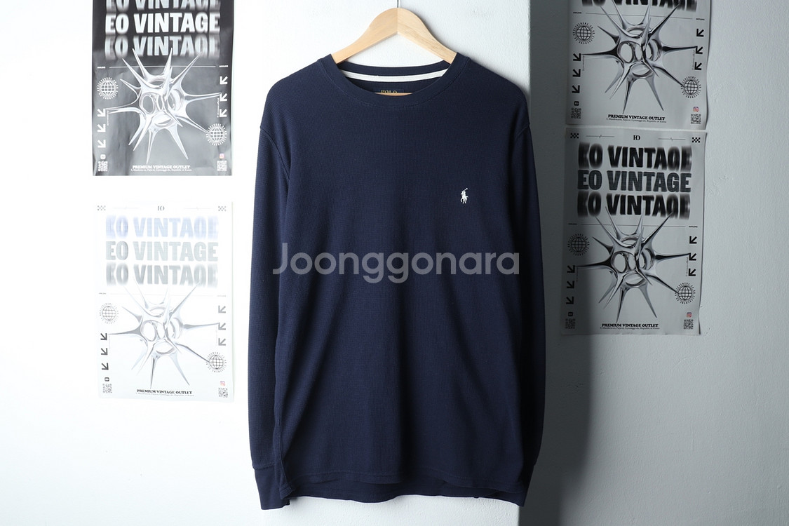 (L-XL) 폴로 랄프로렌 긴팔티셔츠 네이비 와플--1