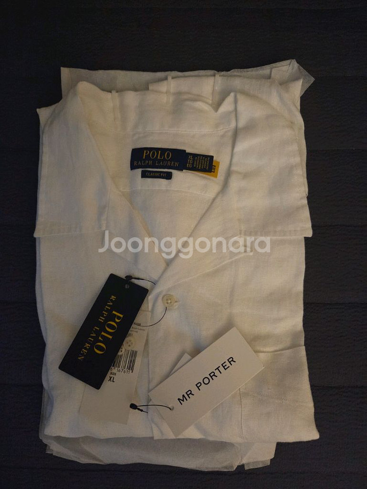 폴로 랄프로렌 반팔 린넨 셔츠 화이트 새상품--1