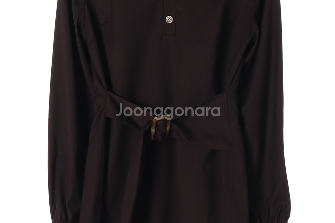 [S]마가린핑거스 브라운 벨트 긴팔 셔츠 카라 원피스--2