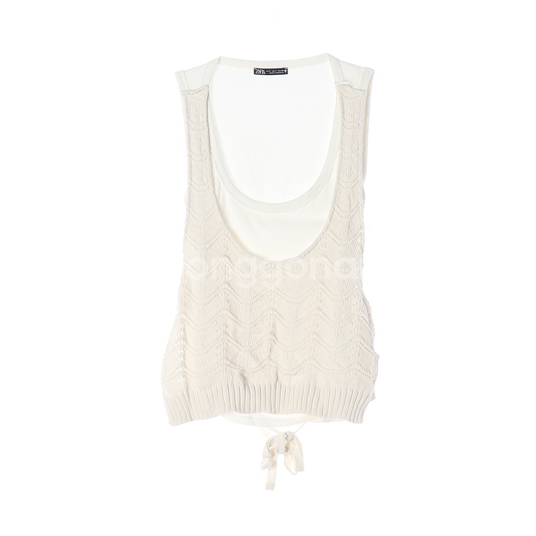 [L]자라 아이보리 니트 레이어드 민소매 티셔츠 베스트--0