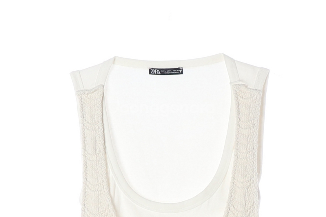 [L]자라 아이보리 니트 레이어드 민소매 티셔츠 베스트--1