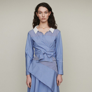 마쥬(MAJE) 스트라이프 랩 셔츠 블라우스