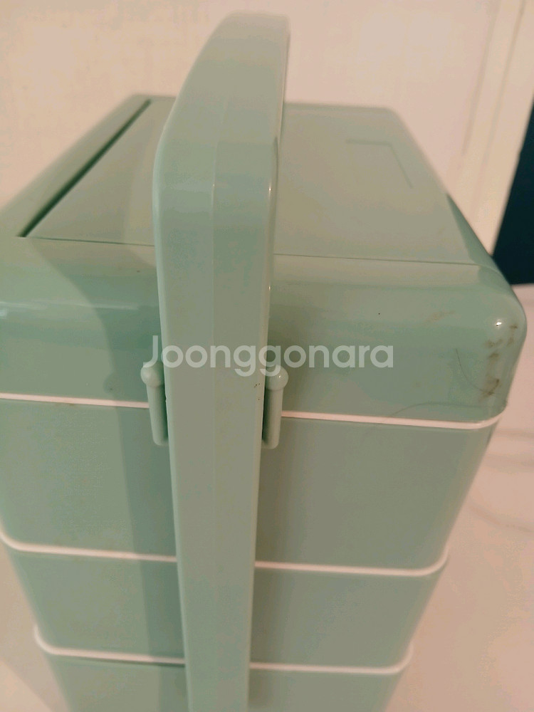 3단 대형 도시락통 민트색--2