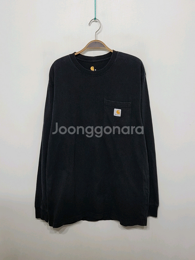 (XL) 칼하트 롱슬리브 블랙 포켓 긴팔 티셔츠--0