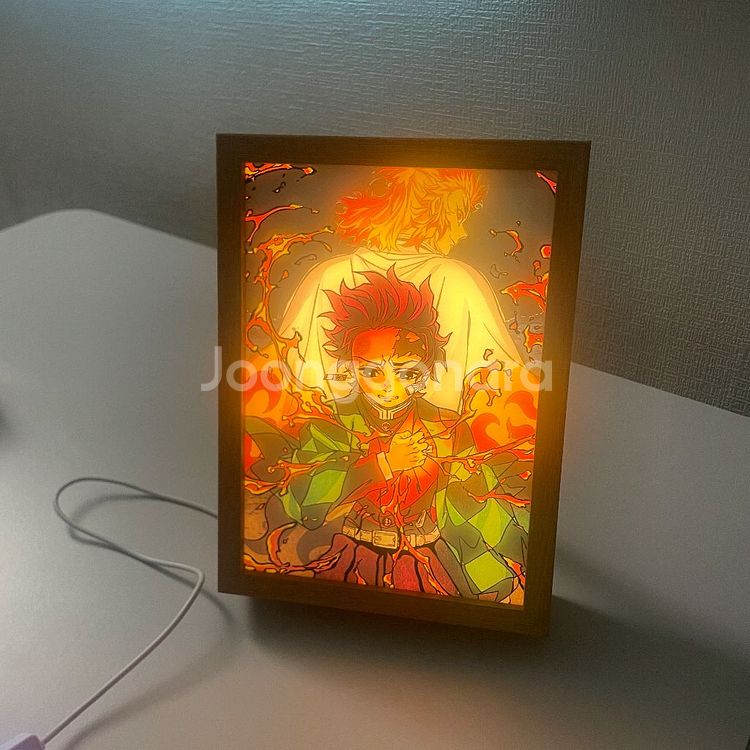 귀멸의 칼날 탄지로 렌고쿠 LED 조명 액자--0