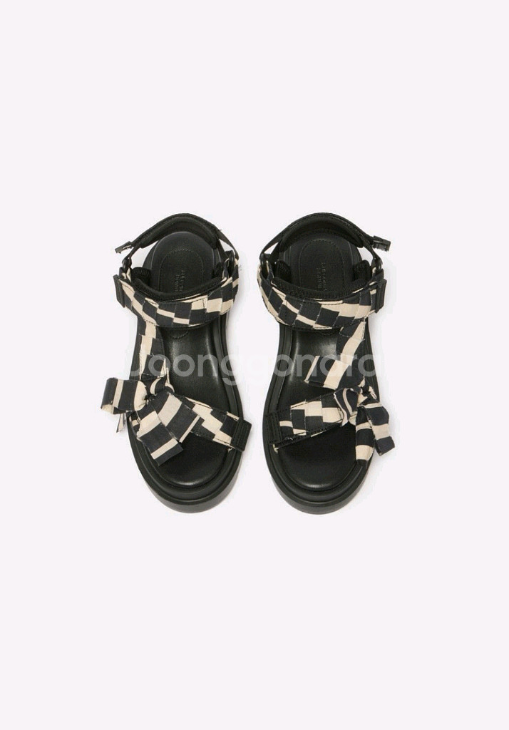 Stripe ribbon sandal(black) DG--0
