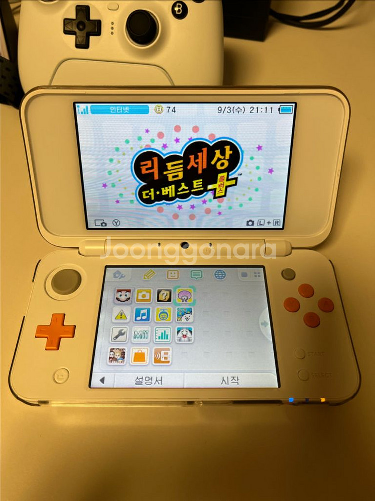 닌텐도 2ds xl 화이트 리듬세상 등 게임 내장--2