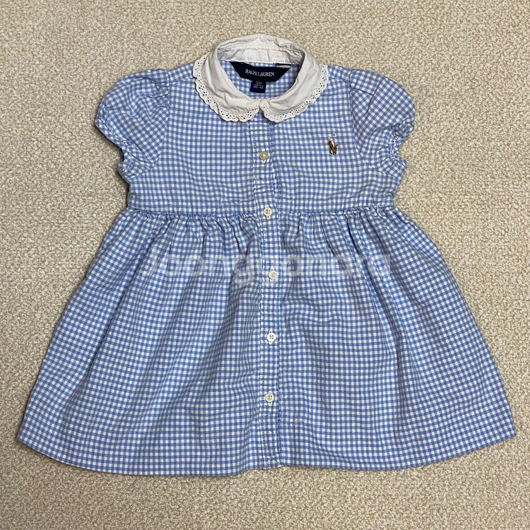 (정품) 폴로 키즈 체크 프릴 원피스 12M 80--0