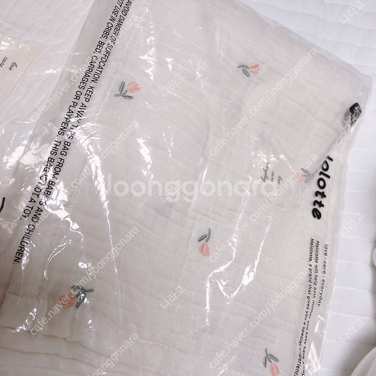 마롤로뜨 자수 모달 거즈 블랭킷 2종일괄(돗꼼,튤립)--2